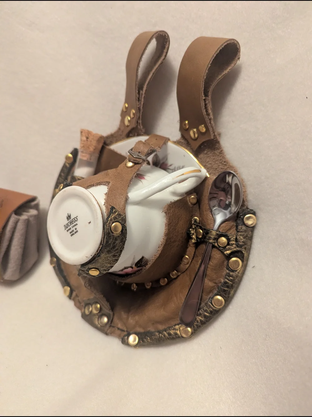 Genuine Handmade Leather Teacup Holster & Teabag Holster Set